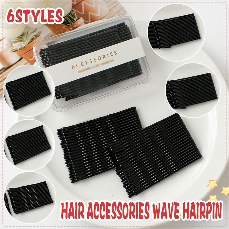 40 PCS Short Black Waved Hair Pins Bobby Pins Grips Salon Dance Hair Accessories - Long Flat Clip V528-YX-F26587