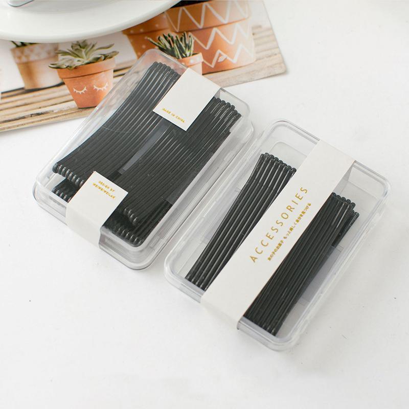 40 PCS Short Black Waved Hair Pins Bobby Pins Grips Salon Dance Hair Accessories - Long Flat Clip V528-YX-F26587