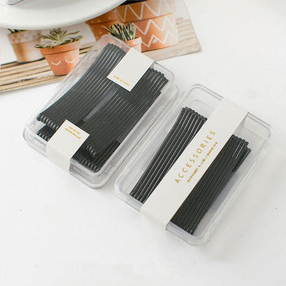 40 PCS Short Black Waved Hair Pins Bobby Pins Grips Salon Dance Hair Accessories - Long Flat Clip V528-YX-F26587