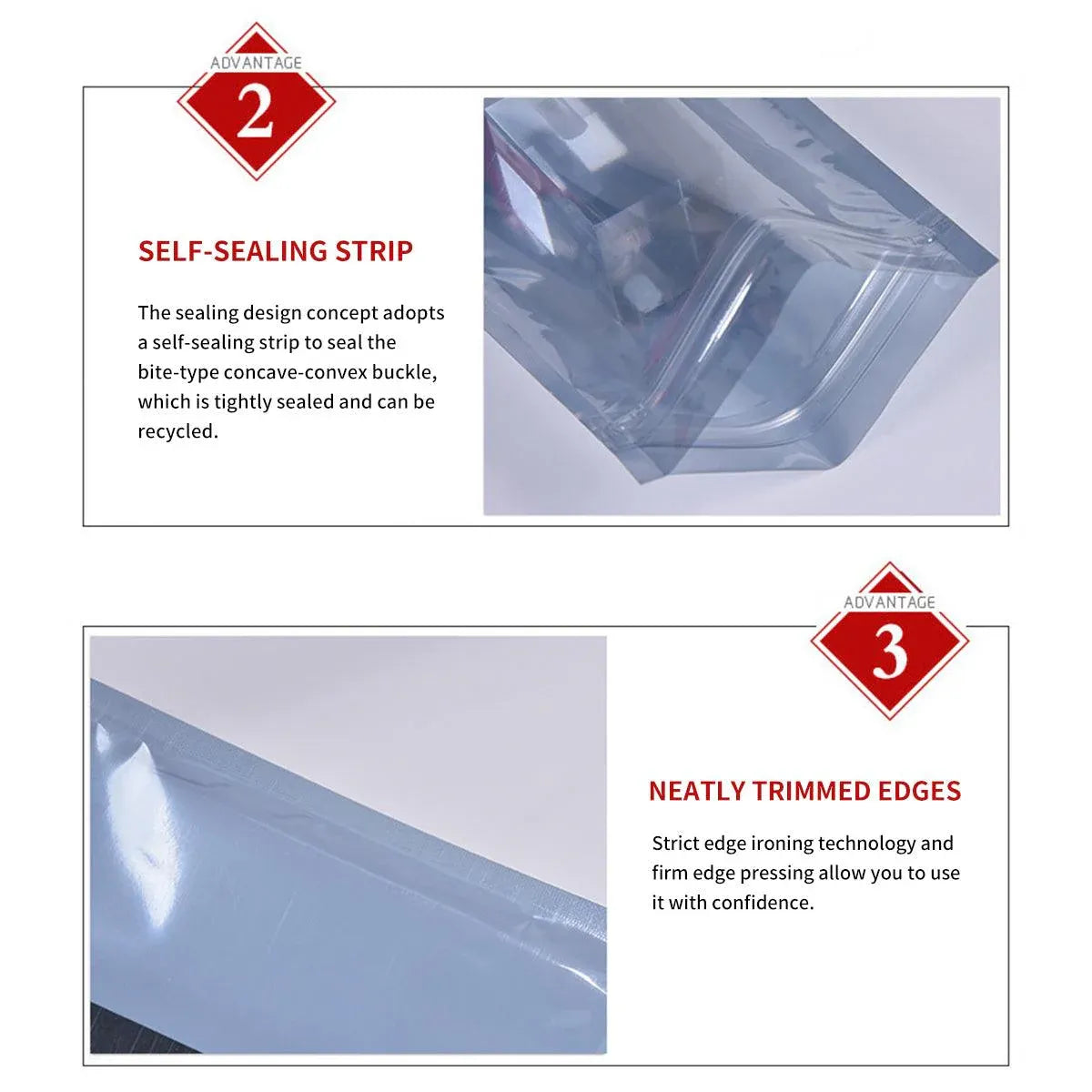 Plastic Self Sealing Bags 100PCS Anti Static Semi Transparent Resealable - 10x15cm
