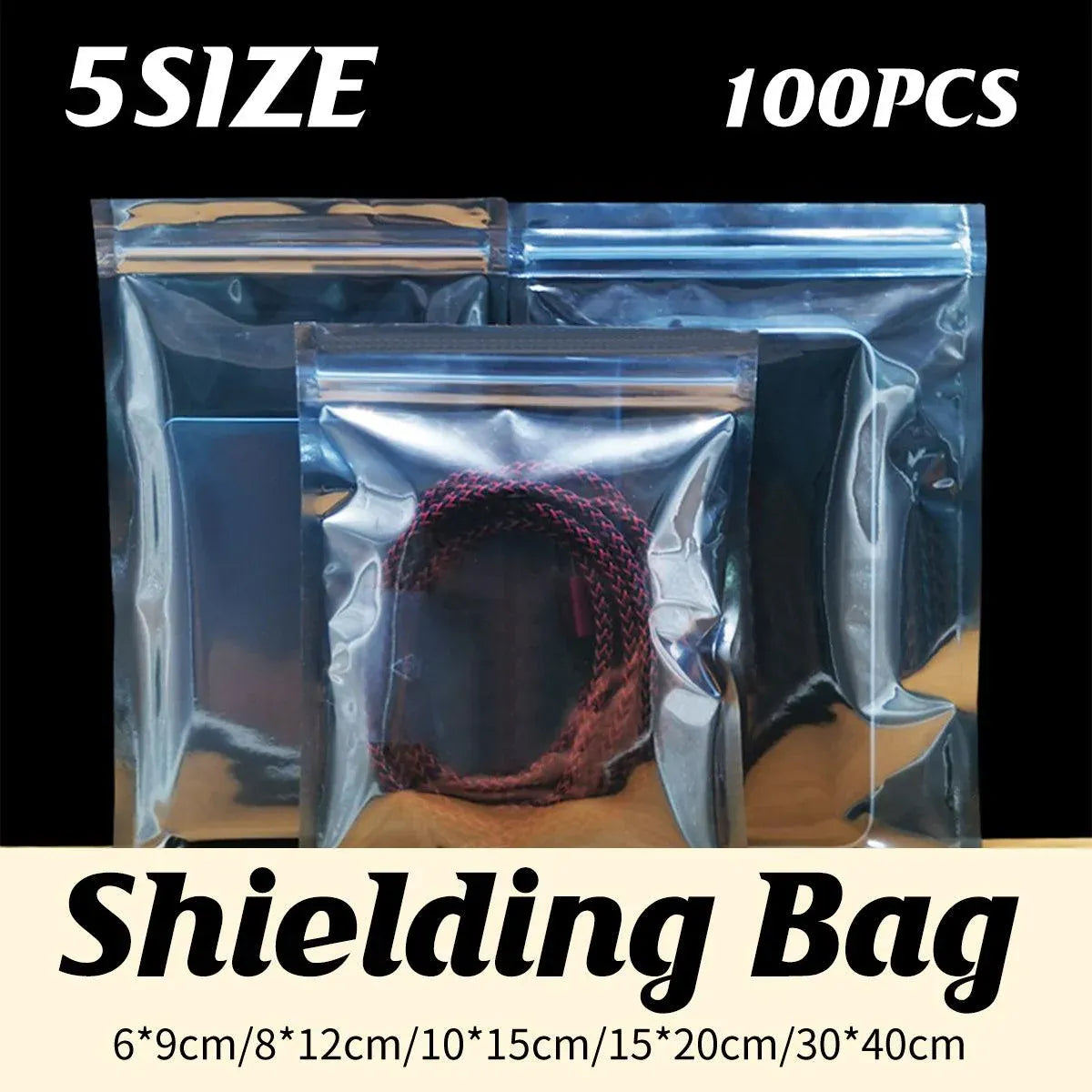 Plastic Self Sealing Bags 100PCS 5Sizes Anti Static Semi Transparent Resealable - 15x20cm V528-ZIPLOCK-BAG-100PCS-927671