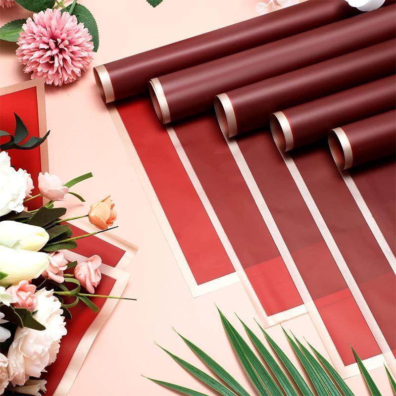100PCS Waterproof Flower Gift Wrapping Paper Florist Bouquet Craft Packaging - Red V528-ZK00092-RED-100PCS-320175