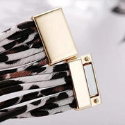 Fashion Snap Lock Leather Bohemian Leopard Print Bangle Stylish Bracelet Gift - White V528-ZK00124-WHITE-152092