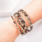 Fashion Snap Lock Leather Bohemian Leopard Print Bangle Stylish Bracelet Gift - White V528-ZK00124-WHITE-152092