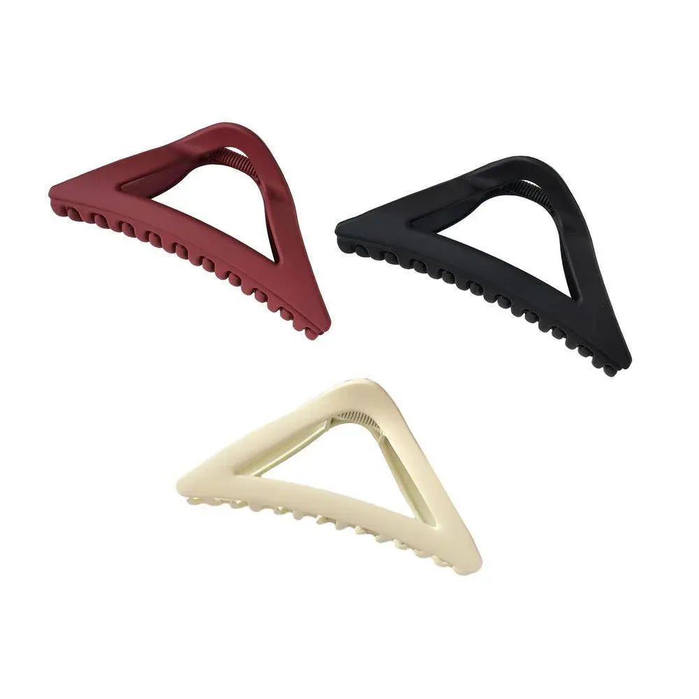 Women's Simple Hair Claws Clip Large Geometric Barrette Ponytail Clamp Hairpin - Black V528-ZK00215-BLACK-560871