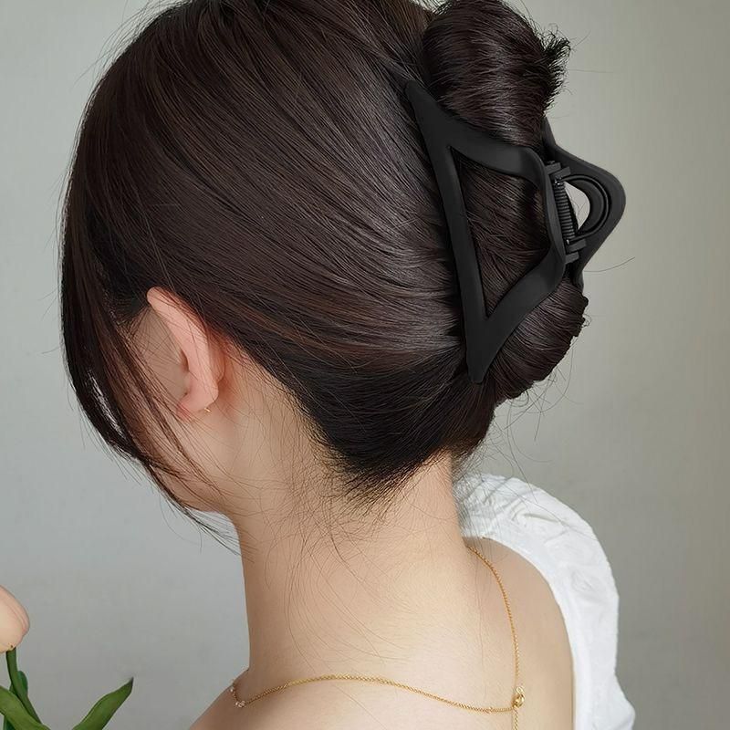 Women's Simple Hair Claws Clip Large Geometric Barrette Ponytail Clamp Hairpin - Black V528-ZK00215-BLACK-560871