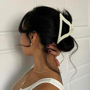 Women's Simple Hair Claws Clip Large Geometric Barrette Ponytail Clamp Hairpin - Black V528-ZK00215-BLACK-560871