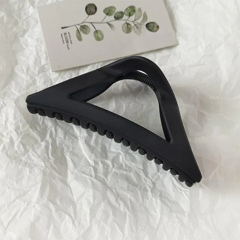 Women's Simple Hair Claws Clip Large Geometric Barrette Ponytail Clamp Hairpin - Black V528-ZK00215-BLACK-560871