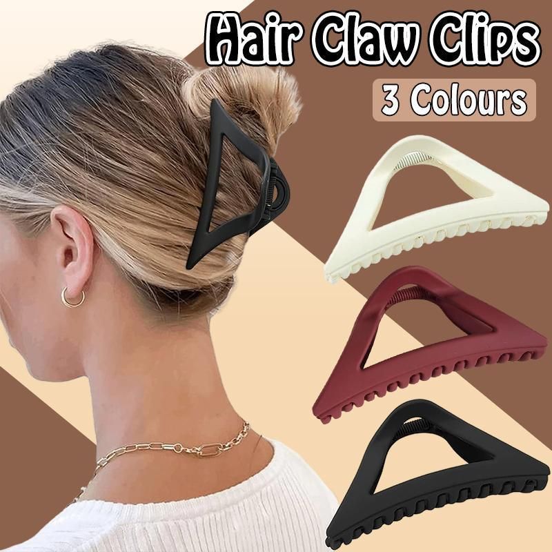 Women's Simple Hair Claws Clip Large Geometric Barrette Ponytail Clamp Hairpin - Wine Red V528-ZK00216-W-RED-792986
