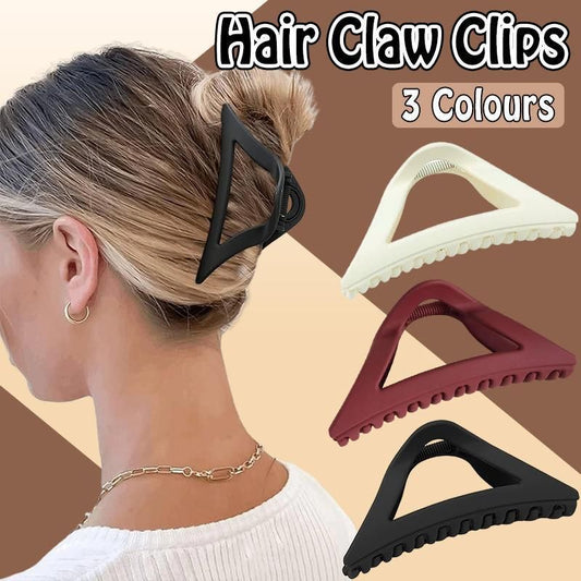 Women's Simple Hair Claws Clip Large Geometric Barrette Ponytail Clamp Hairpin - Wine Red V528-ZK00216-W-RED-792986