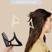 Women's Simple Hair Claws Clip Large Geometric Barrette Ponytail Clamp Hairpin - Wine Red V528-ZK00216-W-RED-792986