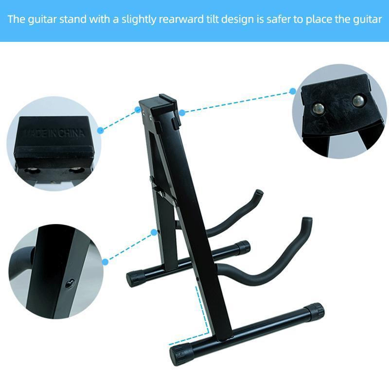 Folding Guitar Stand Floor Rack Electric Acoustic Bass Gig Holder Rack Portable V528-ZK00327-512453