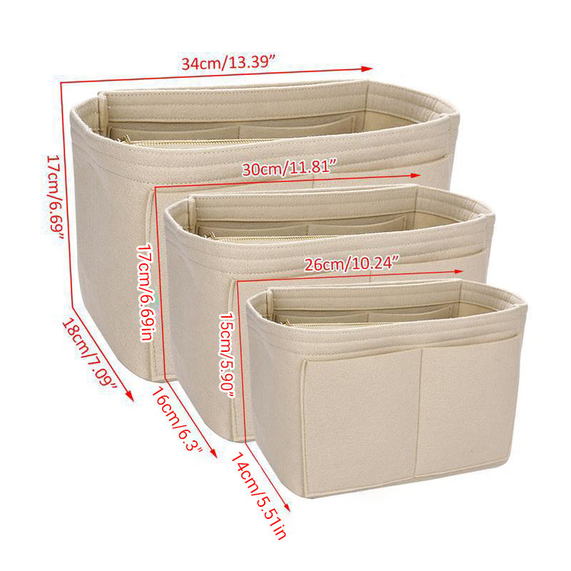 Felt Handbag Organizer Insert with Multiple Pockets for Tote and Purse - Beige M Size V528-ZK00391-BEIGE-M-512239