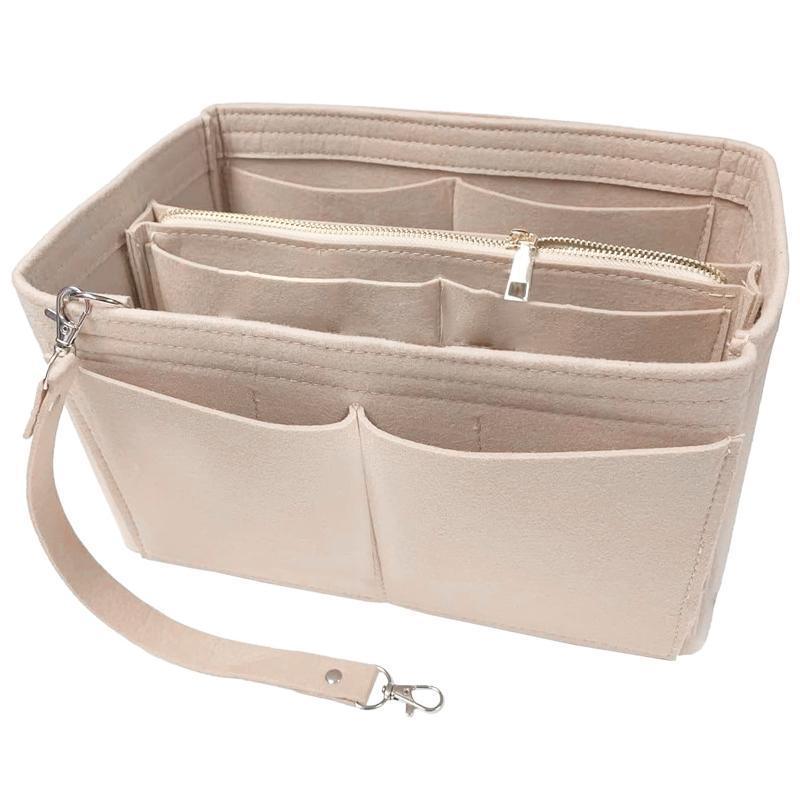 Felt Handbag Organizer Insert with Multiple Pockets for Tote and Purse - Beige M Size V528-ZK00391-BEIGE-M-512239