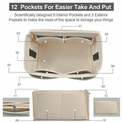 Felt Handbag Organizer Insert with Multiple Pockets for Tote and Purse - Beige L Size V528-ZK00392-BEIGE-L-748813
