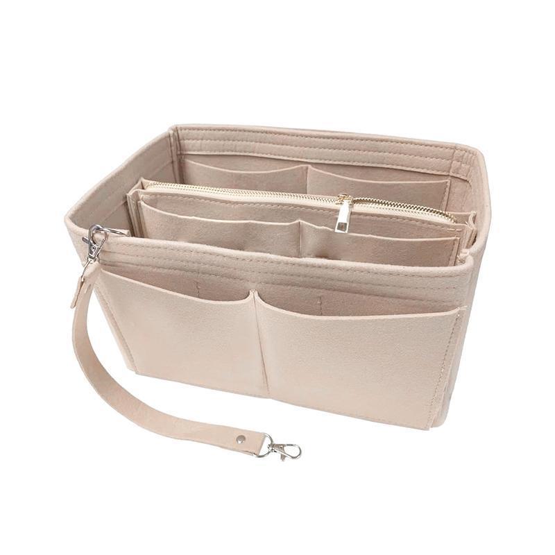 Felt Handbag Organizer Insert with Multiple Pockets for Tote and Purse - Red L Size V528-ZK00395-RED-L-694040
