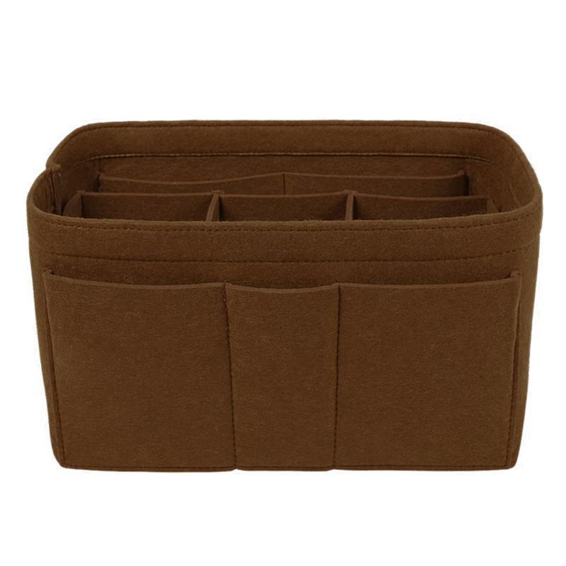 Felt Handbag Organizer Insert with Multiple Pockets for Tote and Purse - Coffee XL Size V528-ZK00399-COFFEE-XL-783344