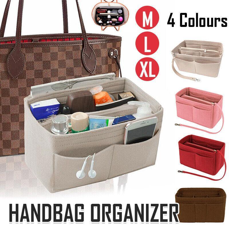 Felt Handbag Organizer Insert with Multiple Pockets for Tote and Purse - Pink L Size V528-ZK00401-PINK-L-464870