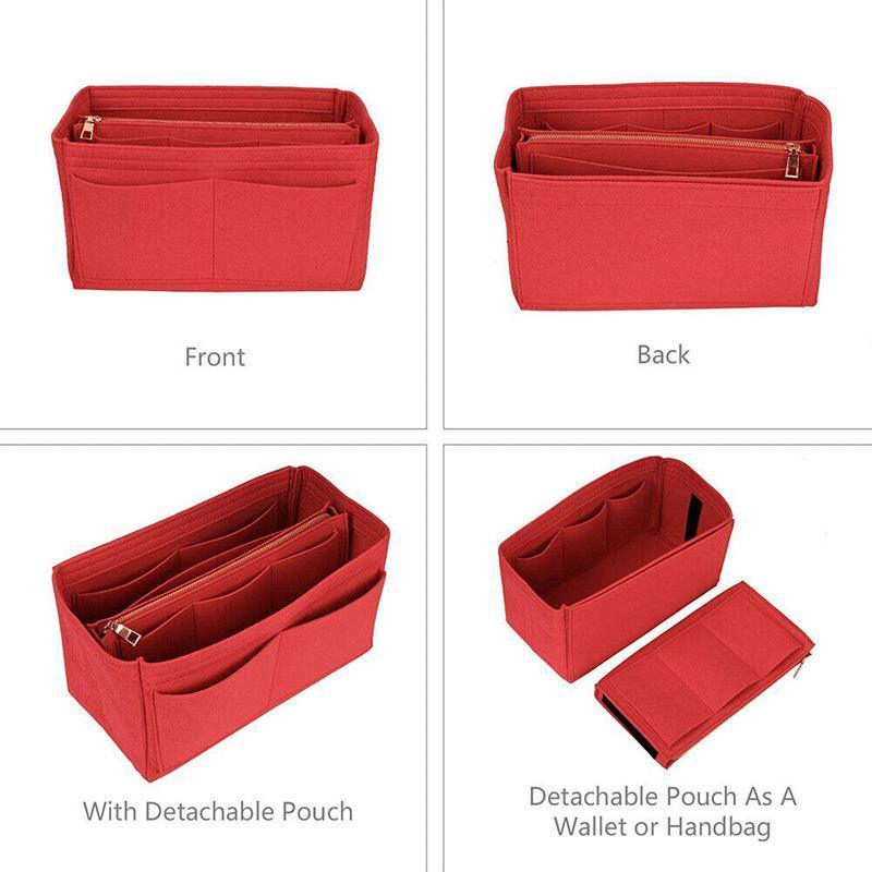 Felt Handbag Organizer Insert with Multiple Pockets for Tote and Purse - Pink L Size V528-ZK00401-PINK-L-464870
