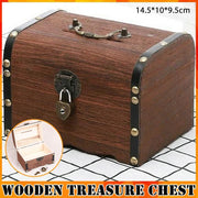 Wooden Treasure Chest Retro Money Storage Box Case Coin Piggy Bank Organizer V528-ZK00405-747649