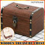Wooden Treasure Chest Retro Money Storage Box Case Coin Piggy Bank Organizer V528-ZK00405-747649