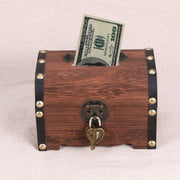 Wooden Treasure Chest Retro Money Storage Box Case Coin Piggy Bank Organizer V528-ZK00405-747649