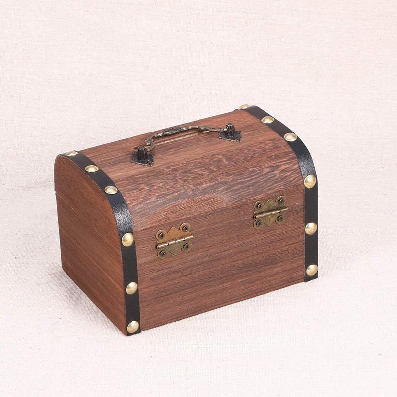 Wooden Treasure Chest Retro Money Storage Box Case Coin Piggy Bank Organizer V528-ZK00405-747649