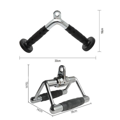 Cable Pulley Attachment Tricep Rope V Grip LAT Pull Down Gym Accessory - Revolving Straight Bar V528-ZK00422-DL-600357
