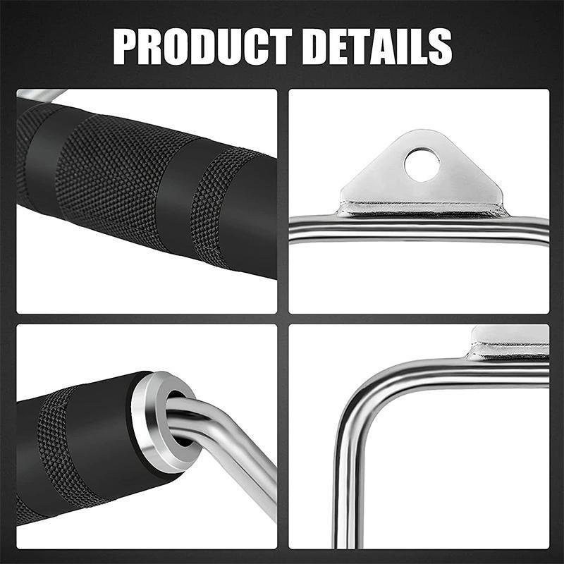 Cable Pulley Attachment Tricep Rope V Grip LAT Pull Down Gym Accessory - Revolving Straight Bar V528-ZK00422-DL-600357