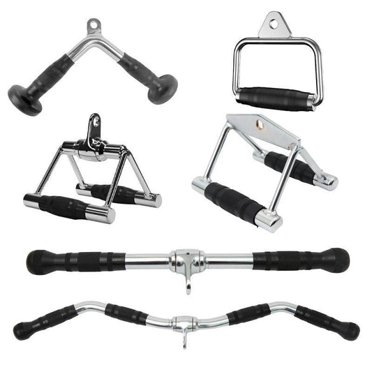 Cable Pulley Attachment Tricep Rope V Grip LAT Pull Down Gym Accessory - EZ Curl Pull-Down Bar V528-ZK00423-W-825135