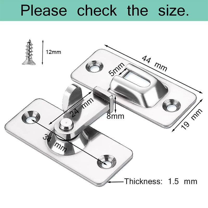 90 Degree Sliding Door Lock Hasp - Stainless Steel Corner Latch - Black-2PCS V528-ZK00426-BLACK-2PCS-736924