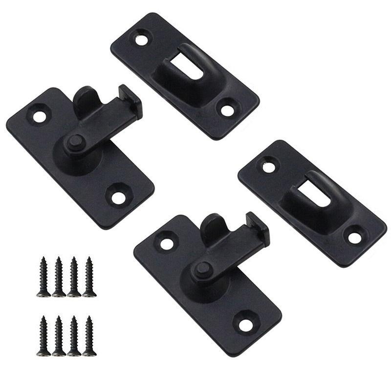 90 Degree Sliding Door Lock Hasp - Stainless Steel Corner Latch - Black-2PCS V528-ZK00426-BLACK-2PCS-736924