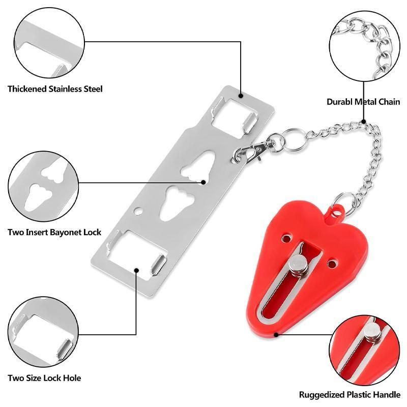 Portable Door Lock for Travel Hotel Home Security Addalock Style Lock - Red V528-ZK00429-RED-510047