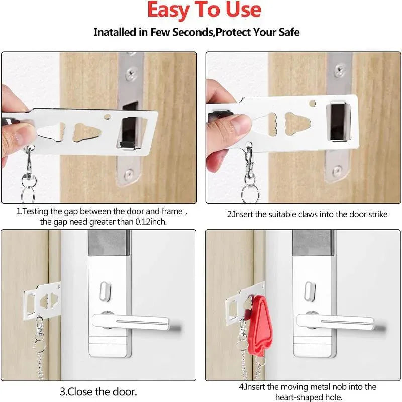 Portable Door Lock for Travel Hotel Home Security Addalock Style Lock - Red V528-ZK00429-RED-510047