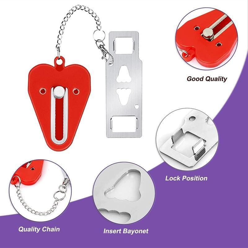 Portable Door Lock for Travel Hotel Home Security Addalock Style Lock - Red V528-ZK00429-RED-510047