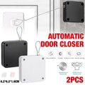 2x Punch-free Automatic Door Closer Sensor Auto for Home Kitchen Door Security - White V528-ZK00433-WH-800G-2SETS-149708