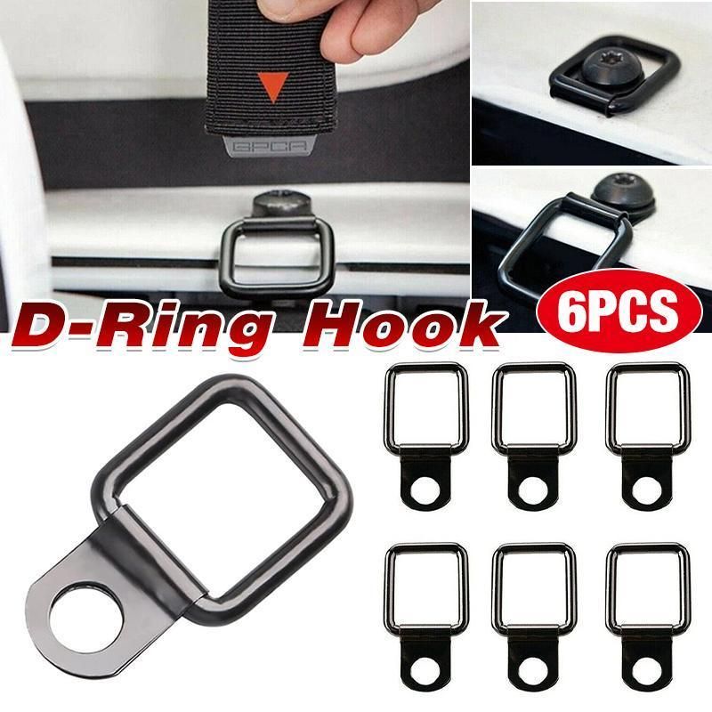 6PCS Black Heavy Duty Fixing Point Anchor Eye Tie Down Lashing Loop D-Ring Hook V528-ZK00435-6PCS-803884