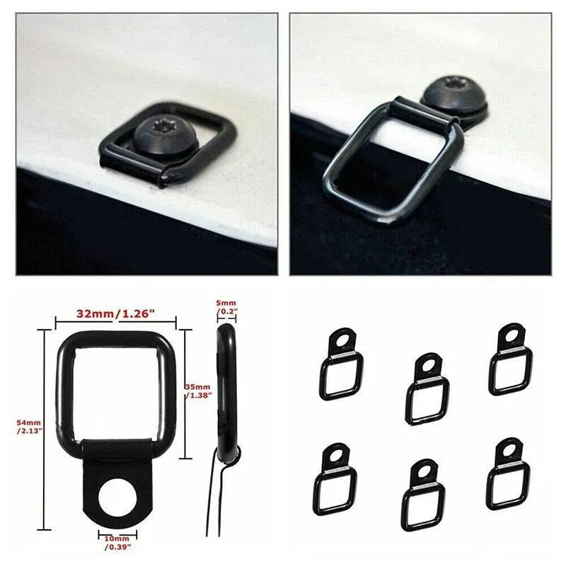 6PCS Black Heavy Duty Fixing Point Anchor Eye Tie Down Lashing Loop D-Ring Hook V528-ZK00435-6PCS-803884