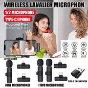 Wireless Lavalier Microphone Mini Mic For Android iPhone iPad Vlog Live Stream - Type-C (Two Microphones) V528-ZK00450-TYPE-1-2-161742