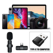 Wireless Lavalier Microphone Mini Mic For Android iPhone iPad Vlog Live Stream - Type-C (Two Microphones) V528-ZK00450-TYPE-1-2-161742