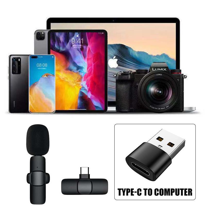 Wireless Lavalier Microphone Mini Mic For Android iPhone iPad Vlog Live Stream - Type-C (Two Microphones) V528-ZK00450-TYPE-1-2-161742