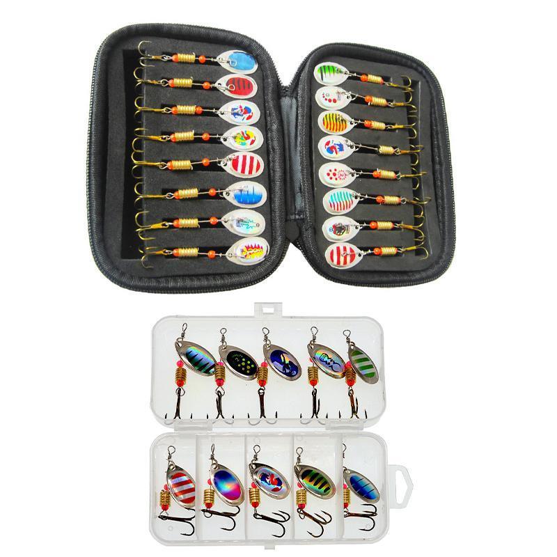 10/16PCS Fishing Lure Spinners Baits Spoon Set with Tackle Bag Trout Bass Tackle - A(16PCS) V528-ZK00459-16PCS-312456