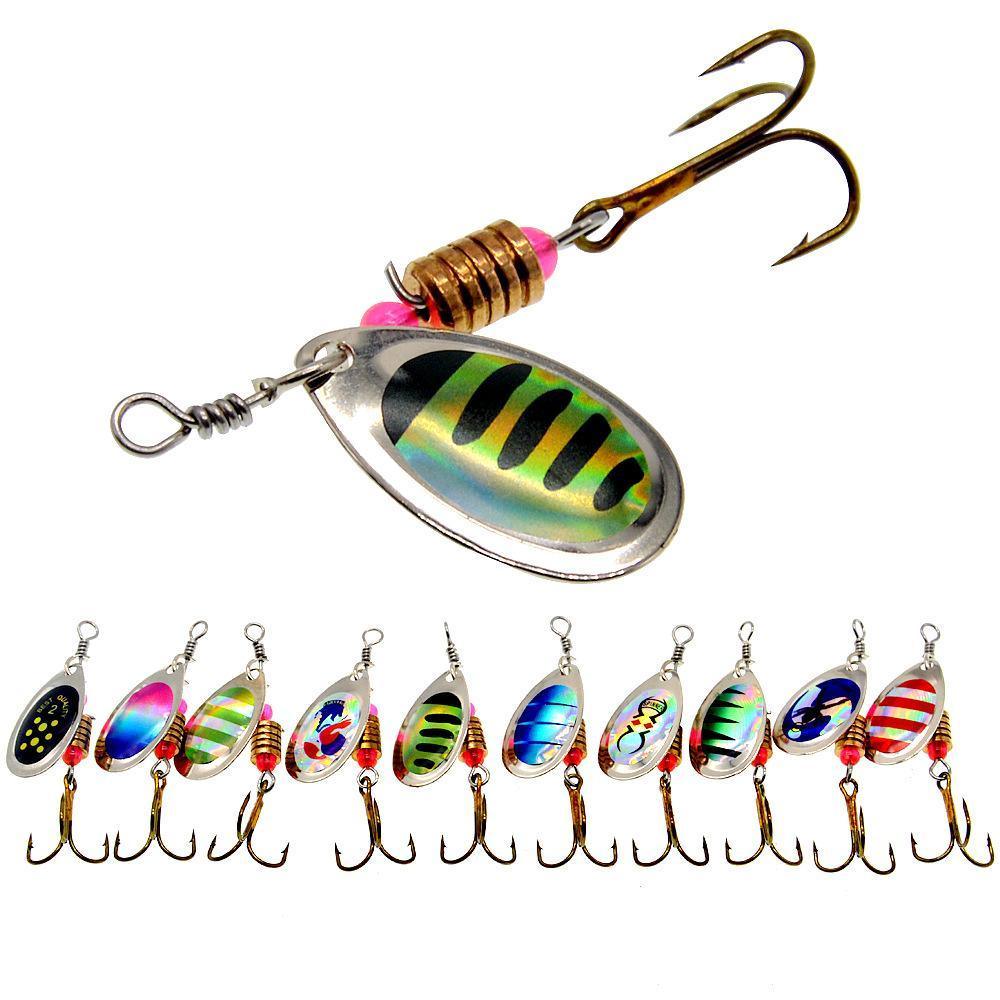 10/16PCS Fishing Lure Spinners Baits Spoon Set with Tackle Bag Trout Bass Tackle - A(16PCS) V528-ZK00459-16PCS-312456