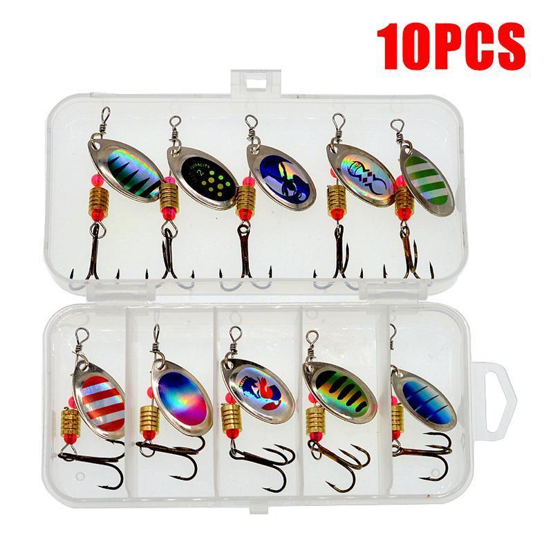10/16PCS Fishing Lure Spinners Baits Spoon Set with Tackle Bag Trout Bass Tackle - A(16PCS) V528-ZK00459-16PCS-312456