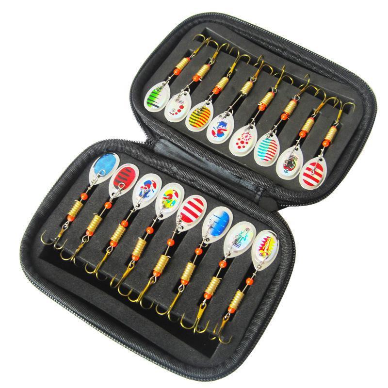10/16PCS Fishing Lure Spinners Baits Spoon Set with Tackle Bag Trout Bass Tackle - A(16PCS) V528-ZK00459-16PCS-312456