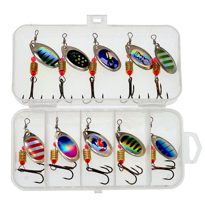 10/16PCS Fishing Lure Spinners Baits Spoon Set with Tackle Bag Trout Bass Tackle - A(16PCS) V528-ZK00459-16PCS-312456