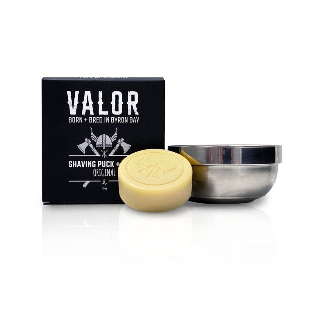 Shaving Soap Puck + Steel Bowl (Original) Valor Scent) V534-VA101