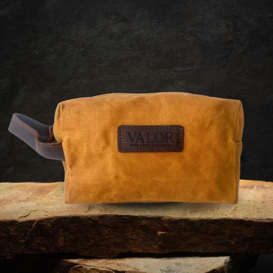 Waxed Canvas Toiletry Bag - Mustard V534-VA183