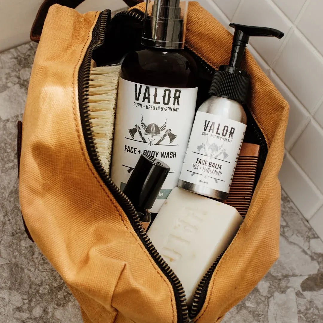 Waxed Canvas Toiletry Bag - Mustard V534-VA183