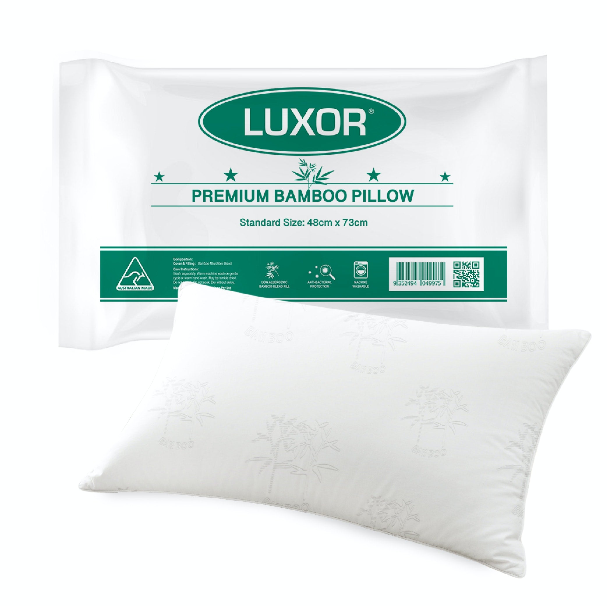 Luxor Australian Made Bamboo Cooling Pillow Standard Size Single Pack V535-BAMBOO-COOLING-PILLOW